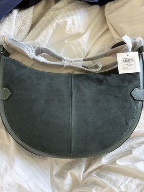 Fossil Green Suede Crescent Hobo Shoulder Bag NWT